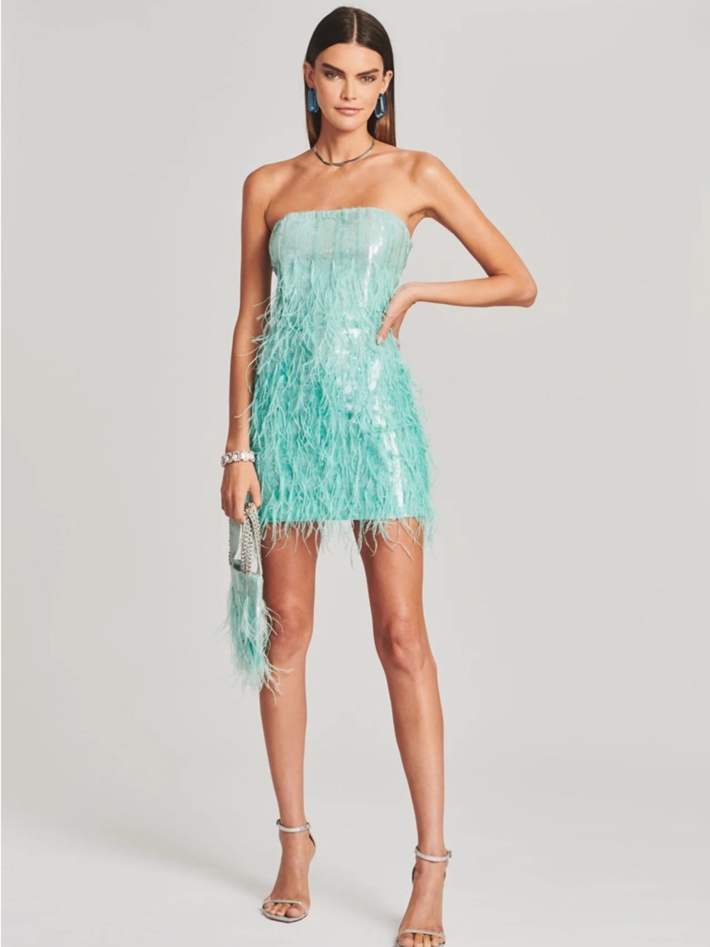 Retrofete Anastasia Sequin Feather dress
